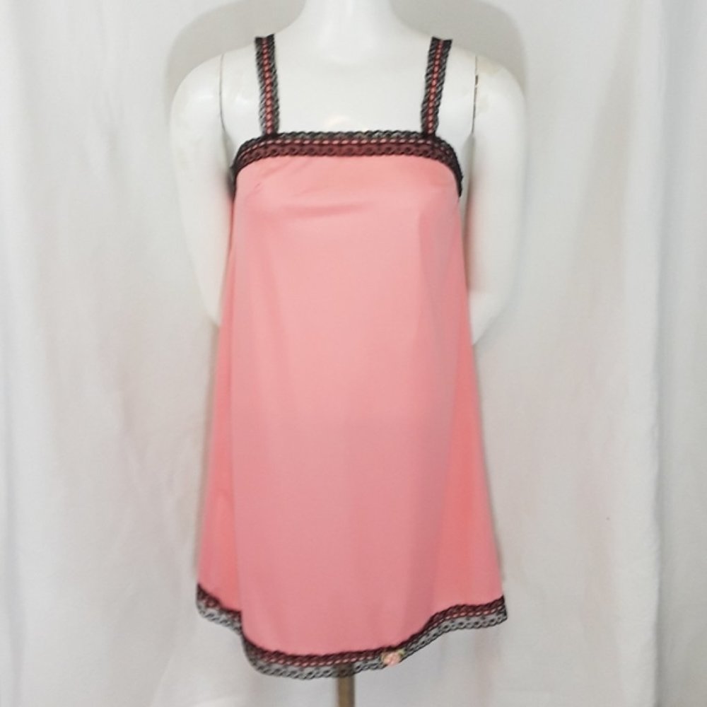 Black Eyelet Lace Vintage Van Roalte Pink Slip 32